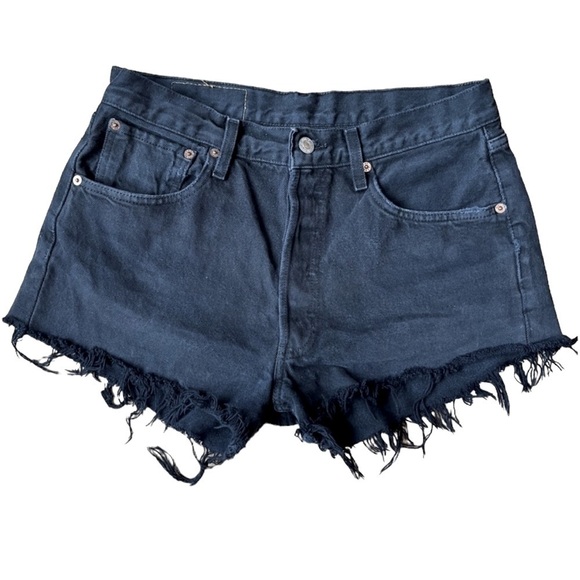 Levi 501 Cutoff High Rise Button Fly Shorts. Black. Size 32 - Picture 1 of 3